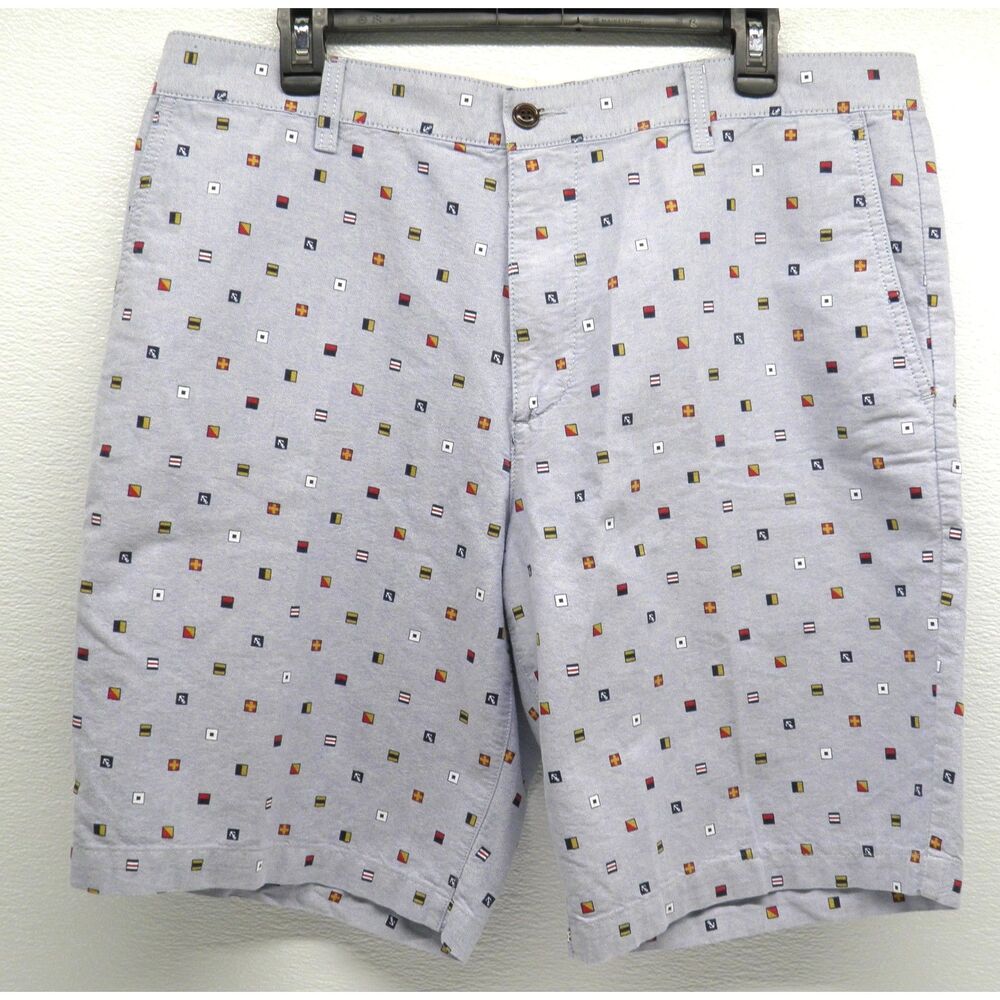 Dockers Blue Casual Shorts with Nautical Flags Size 36